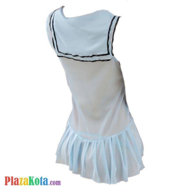 L0038 - Lingerie Costume Cosplay Seksi Tema Pelaut Sailor Biru Transparan - Photo 2