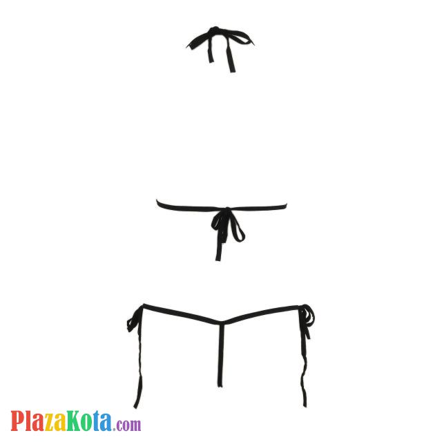 B110 - Pakaian Dalam Wanita Bra Set Bralette Seksi Halter Hitam Crotchless Ikat Samping - Photo 2