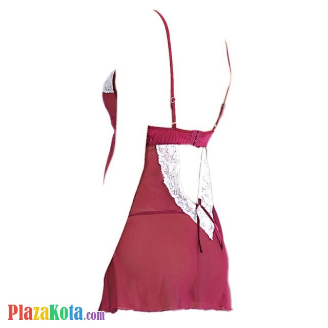 L0502 - Baju Tidur Dinas Malam Wanita Lingerie Bodycon Sheath Dress Seksi Marun Transparan - Photo 2