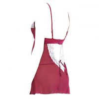 L0502 - Baju Tidur Dinas Malam Wanita Lingerie Bodycon Sheath Dress Seksi Marun Transparan - 2