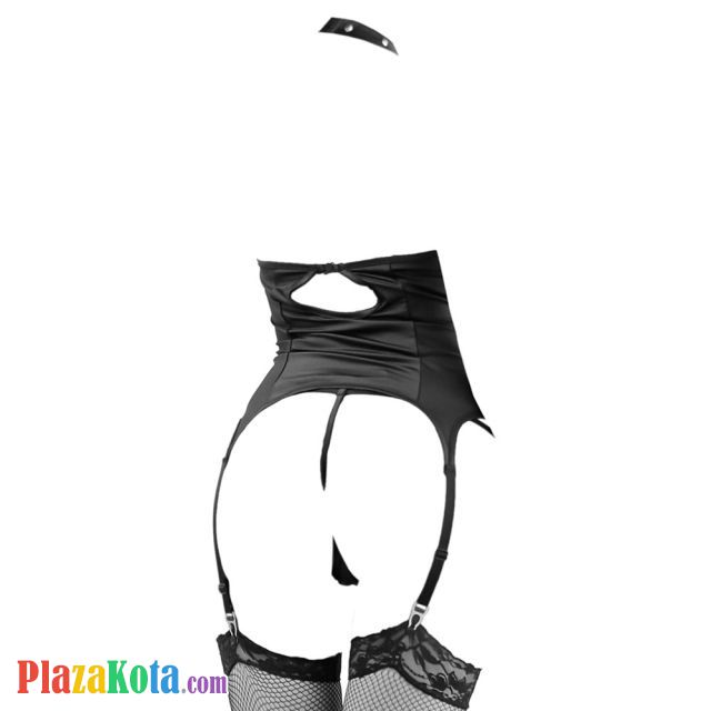 L0515 - Baju Tidur Dinas Malam Wanita Lingerie Set Stocking Seksi Halter Hitam Open Cup Garter Strap - Photo 2