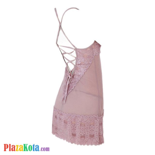 L0526 - Baju Tidur Dinas Malam Wanita Lingerie Bodycon Sheath Dress Seksi Tali Silang Abu-Abu Transparan Bra Kawat - Photo 2