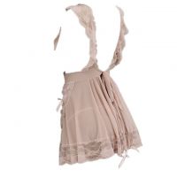 L0527 - Lingerie Costume Cosplay Seksi Tema Pelayan Maid Waitress Krem Transparan - 2