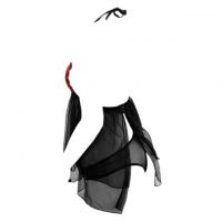 L0535 - Baju Tidur Dinas Malam Wanita Lingerie Babydoll Mini Dress Seksi Halter Hitam Transparan - 2