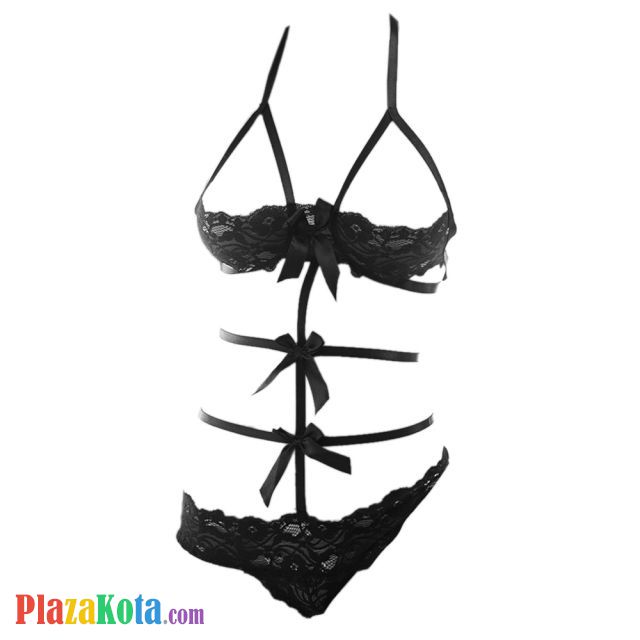 L0542 - Baju Tidur Dinas Malam Wanita Lingerie Teddy Bodysuit Seksi Halter Hitam - Photo 1