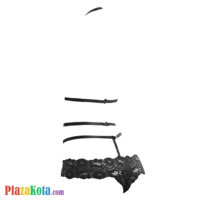 L0542 - Baju Tidur Dinas Malam Wanita Lingerie Teddy Bodysuit Seksi Halter Hitam - Photo 2