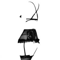 L0630 - Baju Tidur Dinas Malam Wanita Lingerie Set Stocking Seksi Tali Silang Hitam Transparan Bra Kawat Open Cup Garter - 2