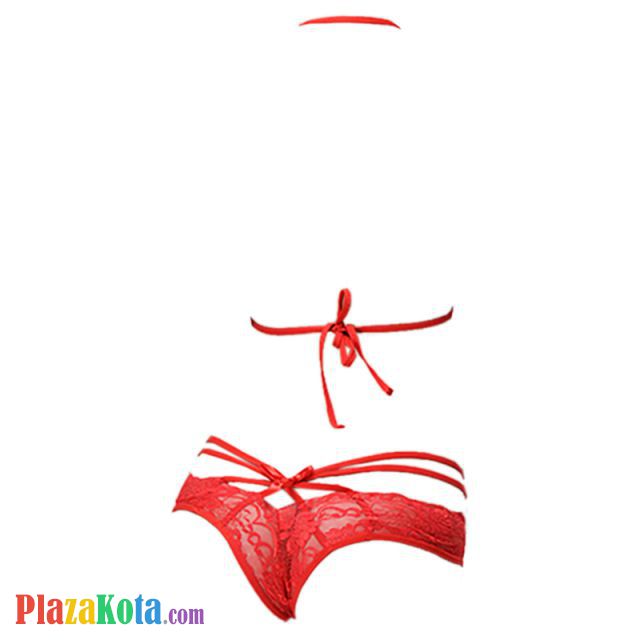 B147 - Pakaian Dalam Wanita Bra Set Bralette Seksi Halter Merah - Photo 2