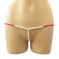 GS028 - Celana Dalam Wanita G-String Mutiara Seksi Single Merah