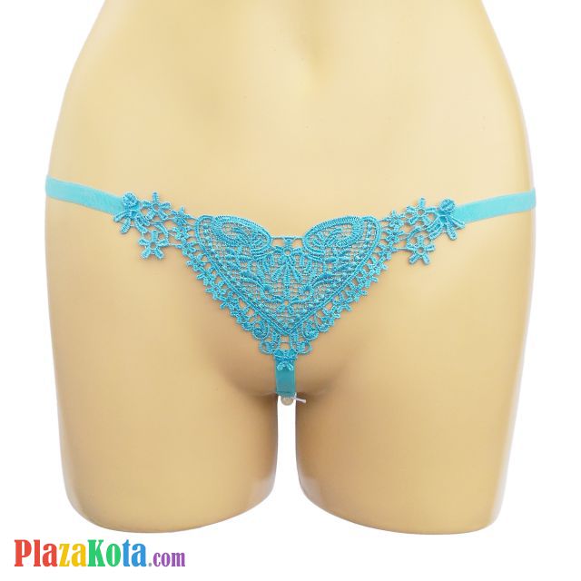 GS034 - Celana Dalam Wanita G-String Mutiara Seksi Biru Love - Photo 1