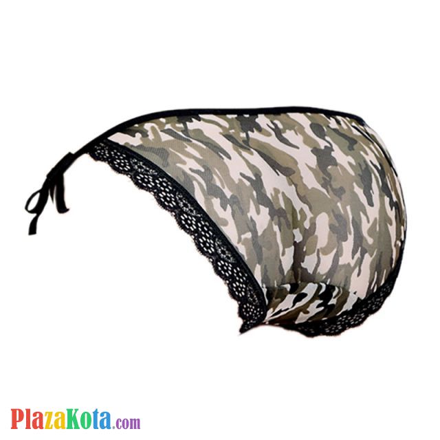 P060 - Celana Dalam Wanita Panties Thong Seksi Hijau Tentara Ikat Samping - Photo 2