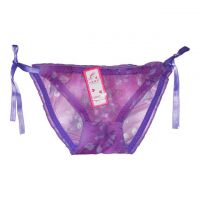 P066 - Celana Dalam Wanita Panties Thong Seksi Ungu Transparan Ikat Samping