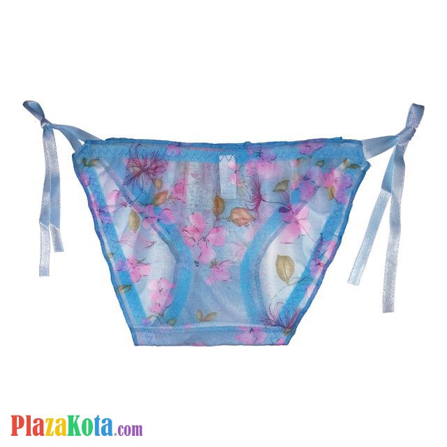 P068 - Celana Dalam Wanita Panties Thong Seksi Biru Transparan Ikat Samping - Photo 2