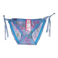 P068 - Celana Dalam Wanita Panties Thong Seksi Biru Transparan Ikat Samping