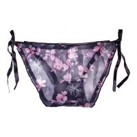 P069 - Celana Dalam Wanita Panties Thong Seksi Hitam Transparan Ikat Samping - 2