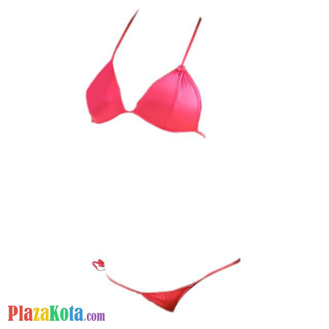 B152 - Pakaian Dalam Wanita Bra Set Bralette Seksi Halter Magenta Ikat Samping - Photo 1
