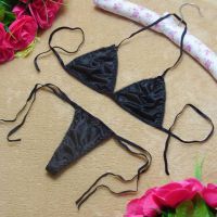 B155 - Pakaian Dalam Wanita Bra Set Bralette Seksi Halter Hitam Ikat Samping