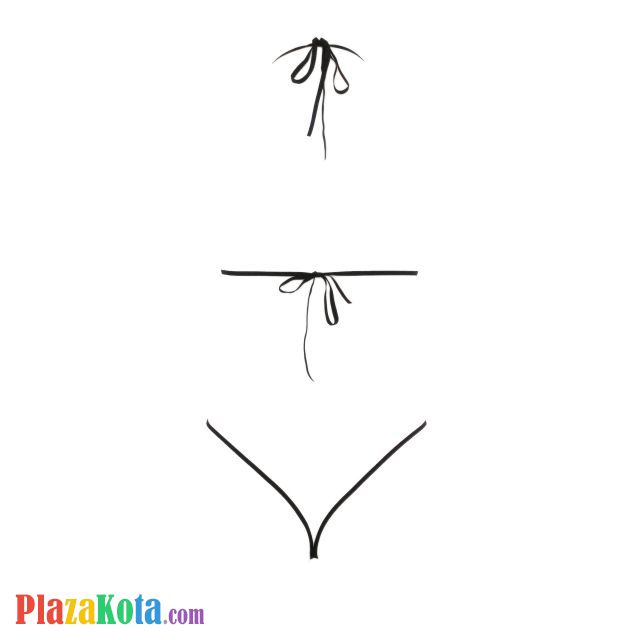 B166 - Pakaian Dalam Wanita Bra Set Bralette Seksi Halter Open Cup Hitam Crotchless Penutup Mata Tali Ikat Tangan - Photo 2