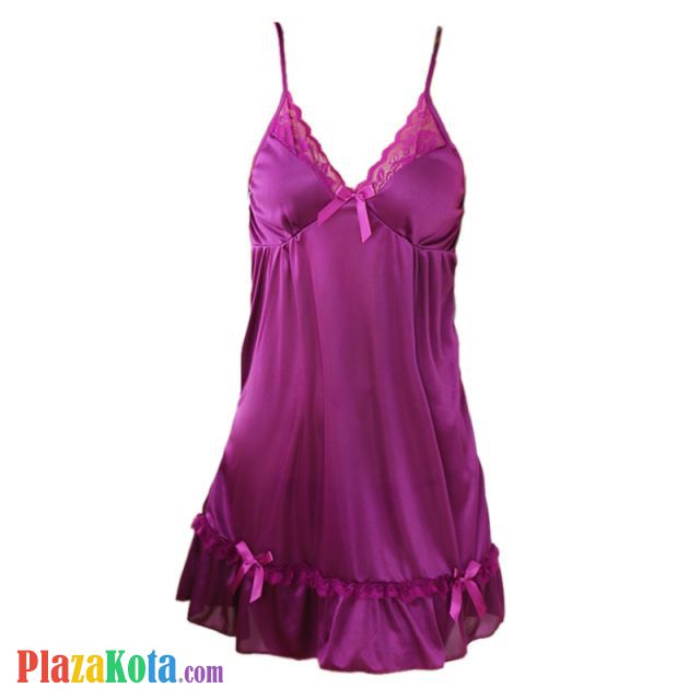 L0126 - Baju Tidur Dinas Malam Wanita Lingerie Mini Dress Gaun Pendek Seksi Ungu - Photo 1