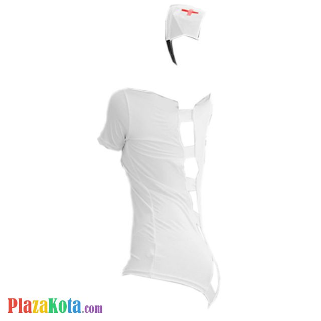 L0138 - Lingerie Costume Cosplay Seksi Tema Suster Perawat Nurse Putih Topi - Photo 2