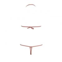 B009 - Pakaian Dalam Wanita Bra Set Bralette Seksi Halter Krem Transparan Crotchless - 2