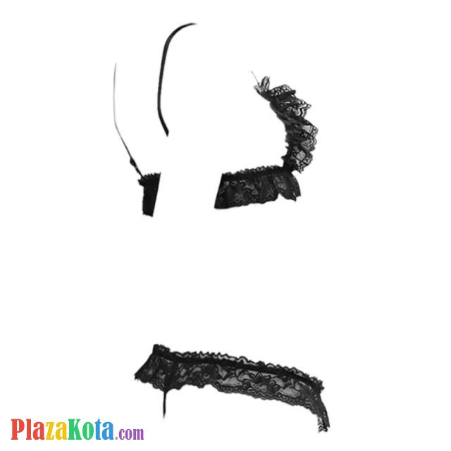 B016 - Pakaian Dalam Wanita Bra Set Bralette Seksi Open Cup Hitam Crotchless - Photo 2