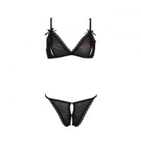 B046 - Pakaian Dalam Wanita Bra Set Bralette Seksi Hitam Transparan