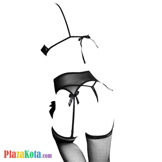 B047 - Pakaian Dalam Wanita Bra Set Bralette Seksi Hitam Transparan Crotchless Garter Belt Stocking - Photo 2