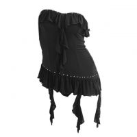 L0149 - Baju Tidur Dinas Malam Wanita Lingerie Bodycon Sheath Dress Seksi Kemben Asimetris Hitam Model Miring