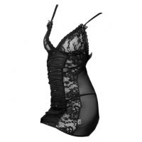 L0152 - Baju Tidur Dinas Malam Wanita Lingerie Bodycon Sheath Dress Seksi Hitam Transparan