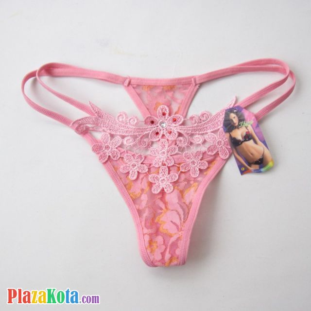 GS114 - Celana Dalam Wanita G-String Seksi Pink Bunga - Photo 1