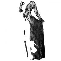 L0671 - Baju Tidur Dinas Malam Wanita Lingerie Kimono Jubah Seksi Hitam Transparan Lengan Panjang