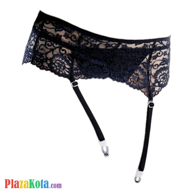 G017 - Garter Belt Stocking Hitam Pengait 3 Baris Tali 4 - Photo 1