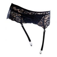 G017 - Garter Belt Stocking Hitam Pengait 3 Baris Tali 4