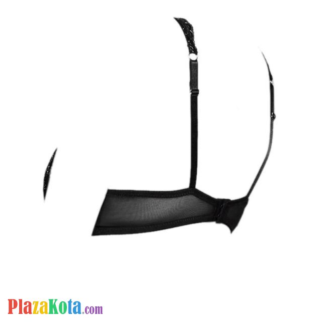 B204 - Pakaian Dalam Wanita Bra Set Bralette Seksi Hitam Transparan Garter Belt Stocking - Photo 2