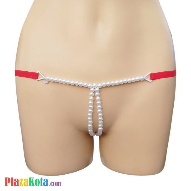 GS161 - Celana Dalam Wanita G-String Mutiara Seksi Dobel Merah - Photo 1