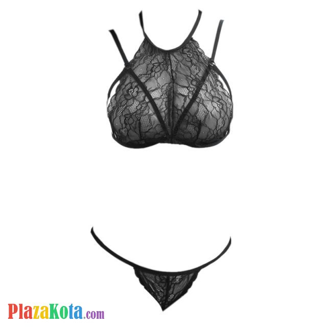 B223 - Pakaian Dalam Wanita Bra Set Bralette Seksi Hitam Transparan Cup Openable - Photo 1