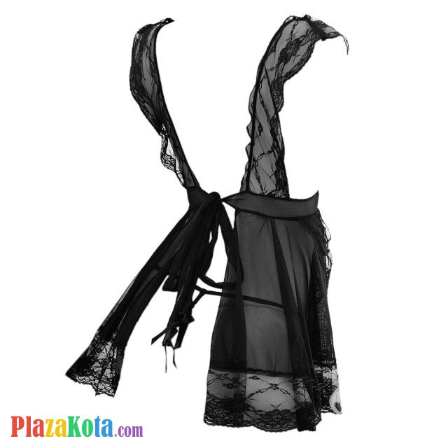 L0753 - Lingerie Costume Cosplay Seksi Tema Pelayan Maid Waitress Hitam Transparan - Photo 2