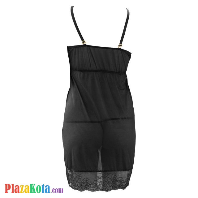 L0785 - Baju Tidur Dinas Malam Wanita Lingerie Mini Dress Gaun Pendek Seksi Hitam Transparan - Photo 2