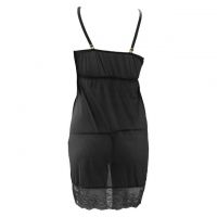 L0785 - Baju Tidur Dinas Malam Wanita Lingerie Mini Dress Gaun Pendek Seksi Hitam Transparan - 2