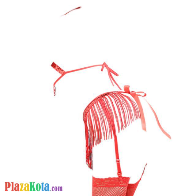 B226 - Pakaian Dalam Wanita Bra Set Bralette Seksi Halter Open Cup Merah Garter Belt Stocking - Photo 2