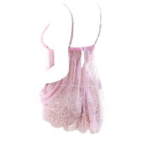 L0806 - Baju Tidur Dinas Malam Wanita Lingerie Mini Dress Gaun Pendek Seksi Pink Transparan - 2