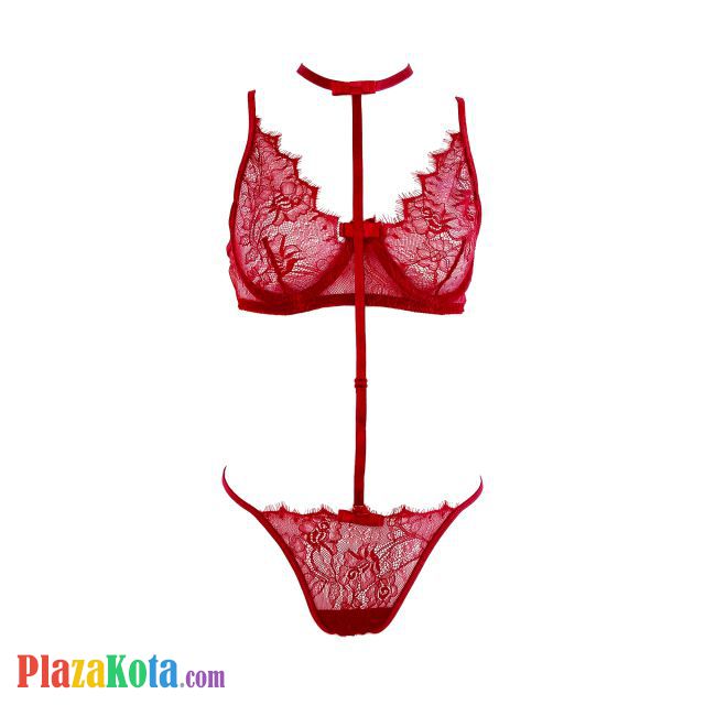 B232 - Pakaian Dalam Wanita Bra Set Kawat Underwire Seksi Merah Transparan - Photo 1