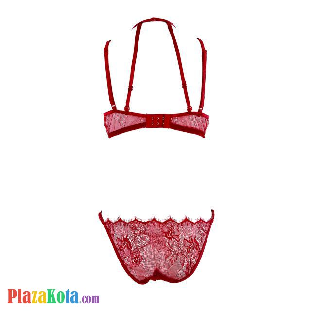 B232 - Pakaian Dalam Wanita Bra Set Kawat Underwire Seksi Merah Transparan - Photo 2