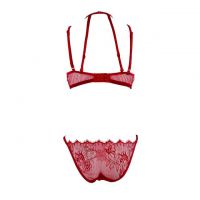B232 - Pakaian Dalam Wanita Bra Set Kawat Underwire Seksi Merah Transparan - 2