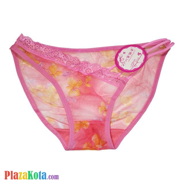 P313 - Celana Dalam Wanita Panties Thong Seksi Magenta Transparan Tali 3 - Photo 1