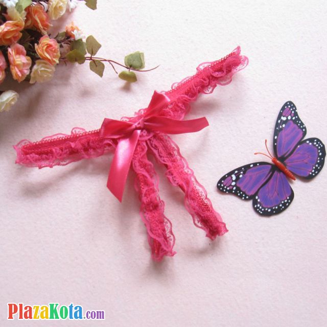 GS164 - Celana Dalam Wanita G-String Seksi Crotchless Magenta Pita - Photo 1