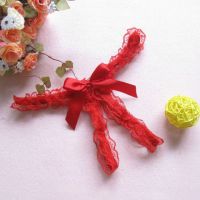 GS168 - Celana Dalam Wanita G-String Seksi Crotchless Merah Pita
