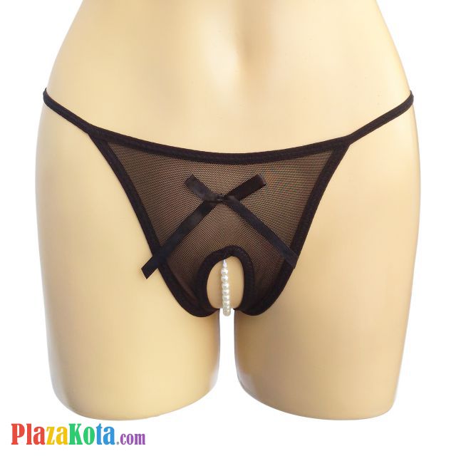 GS189 - Celana Dalam Wanita G-String Mutiara Seksi Crotchless Hitam Transparan Pita - Photo 1 GS189 - Celana Dalam Wanita G-String Mutiara Seksi Crotchless Hitam Transparan Pita - Photo 1