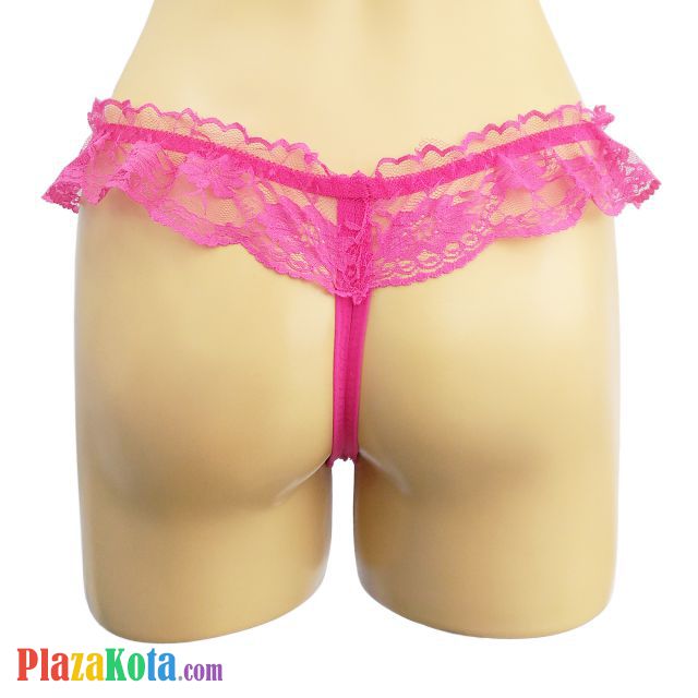 GS198 - Celana Dalam Wanita G-String Mutiara Seksi Crotchless Magenta Transparan Pita - Photo 2